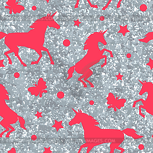 300x300 Seamless Pattern With Unicorns And Silver Glitter