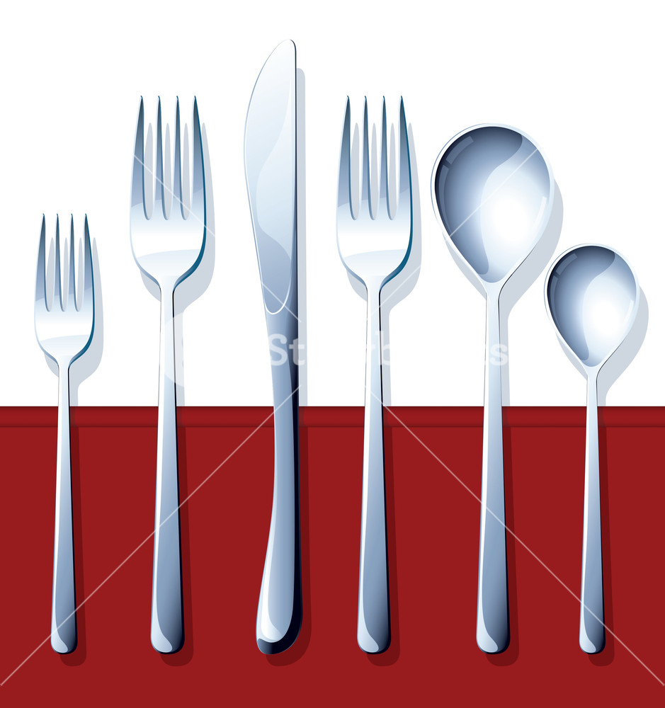 939x1000 Silverware. Vector. Royalty Free Stock Image