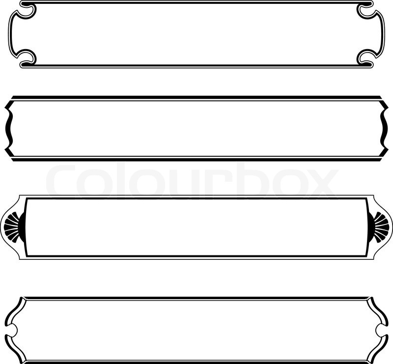 800x741 Vector Set Of Simple Black Banners Border Frame Stock Vector