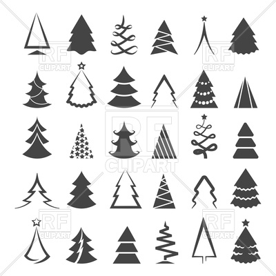 400x400 Simple Christmas Tree Icons Vector Image Vector Artwork Of