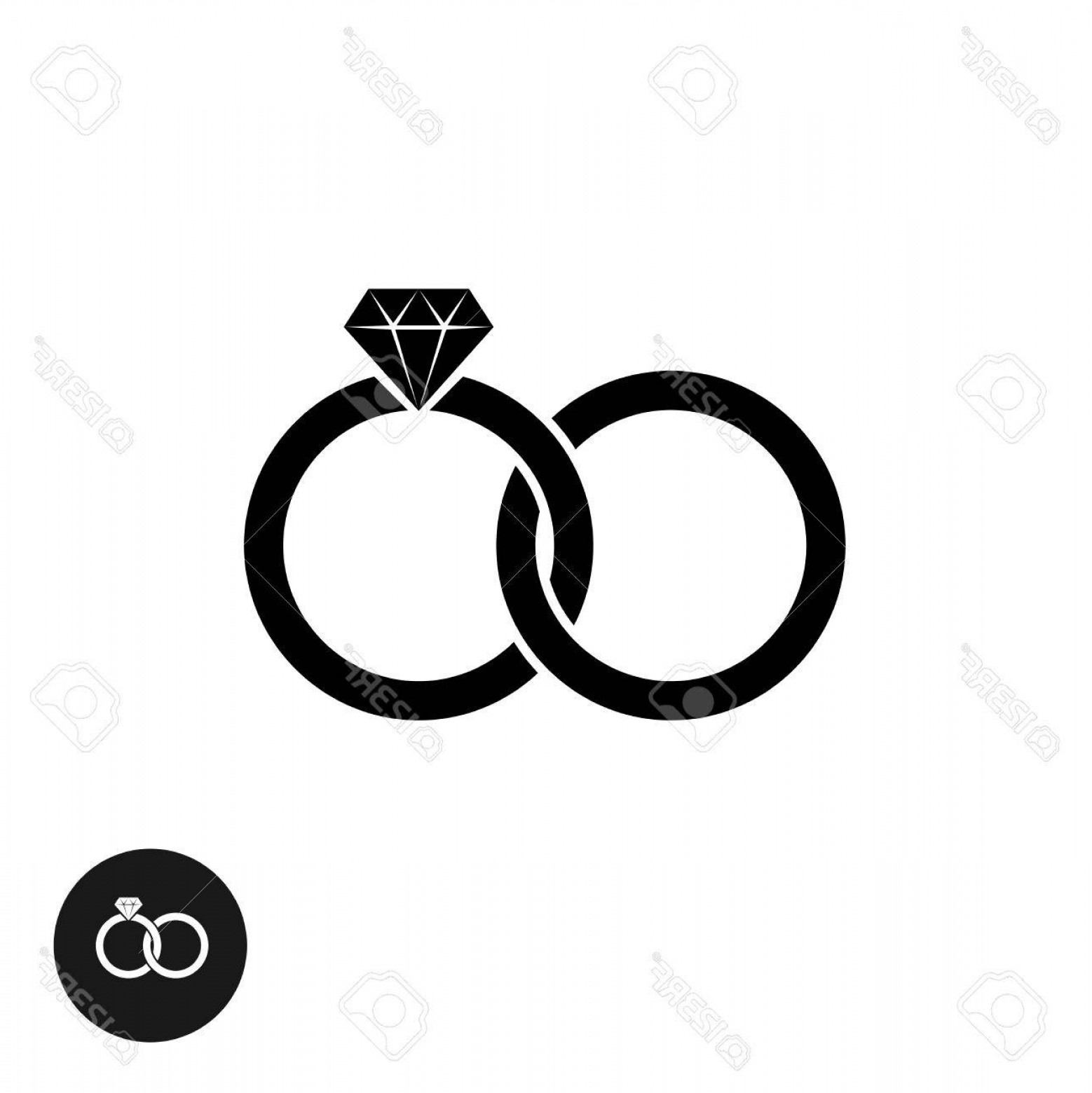 1558x1560 Photostock Vector Wedding Rings Simple Black Icon Two Crossed