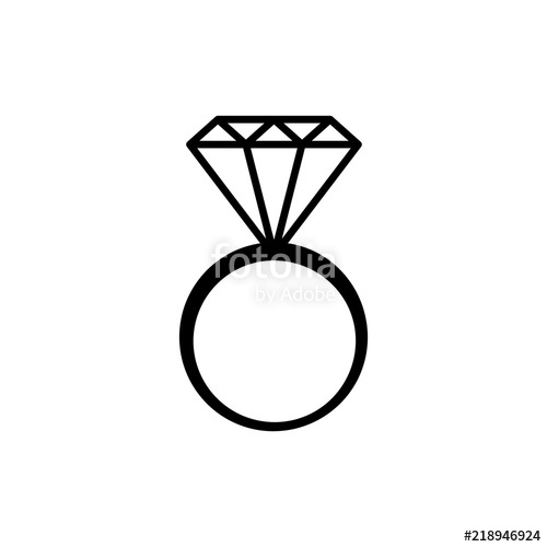 500x500 Simple Black And White Diamond Wedding Ring Icon, Vector Stock