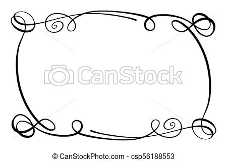 450x319 Flourish Vector Frame. Rectangle With Squiggles, Twirls And