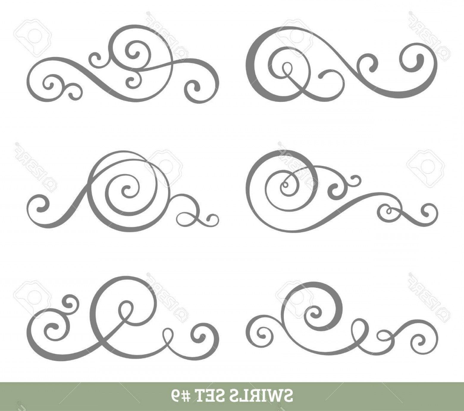 1560x1384 Photostock Vector Set Of Six Vector Flourish Swirls Simple Black