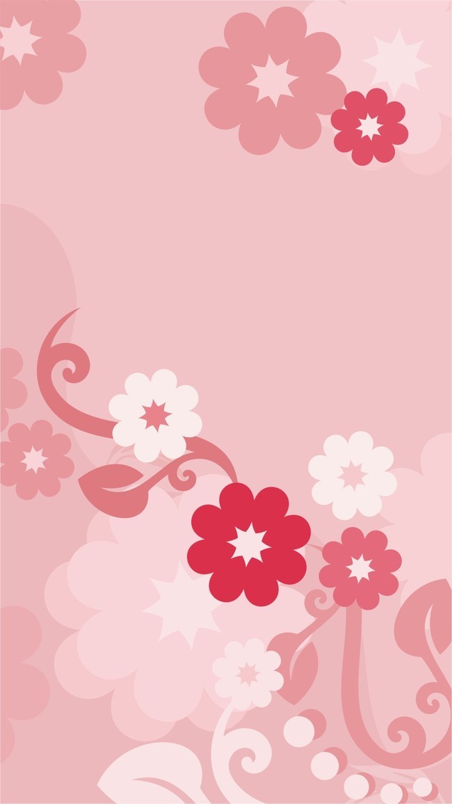 650x1155 Simple Flowers On Red Background Material Vector H5, Simple
