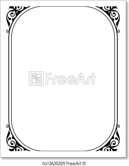 450x580 Free Art Print Of Simple Black Ornamental Decorative Frame. Vector