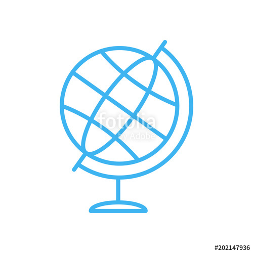 500x500 Simple Globe Icon. Blue Line Globe Vector Icon Stock Image And