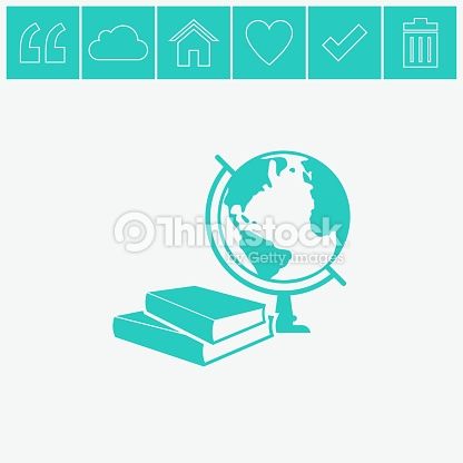 416x416 Vector Art Books And Globe Vector Icon. Education Symbol. Simple