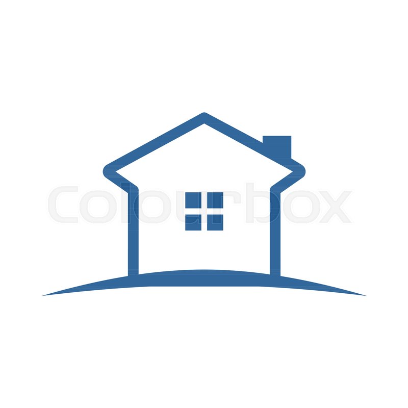 800x800 Simple Blue Land House Vector Illustration Graphic Design Stock