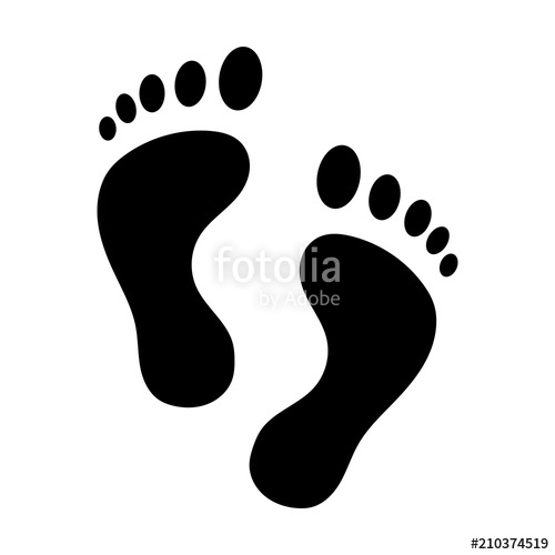 500x500 Simple Human Footprints. Black Silhouette. Isolated On White
