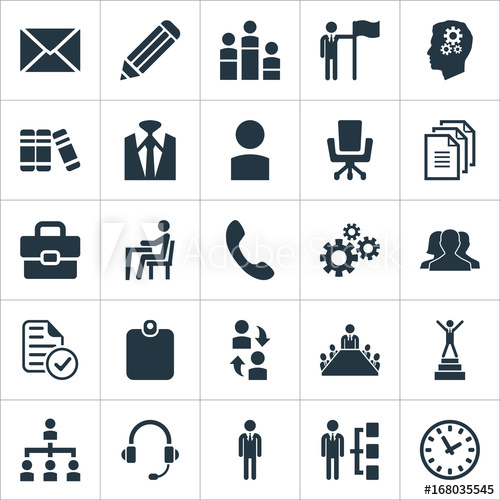 500x500 Vector Illustration Set Of Simple Human Icons. Elements Book