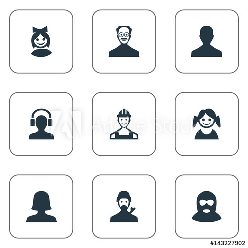 500x500 Vector Illustration Set Of Simple Human Icons. Elements Felon