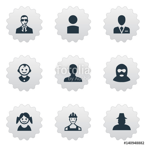 500x500 Vector Illustration Set Of Simple Human Icons. Elements Little