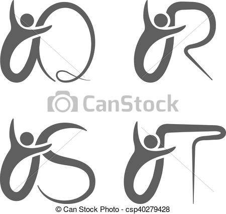 450x426 Vector Font Alphabet With Symbol Of Human