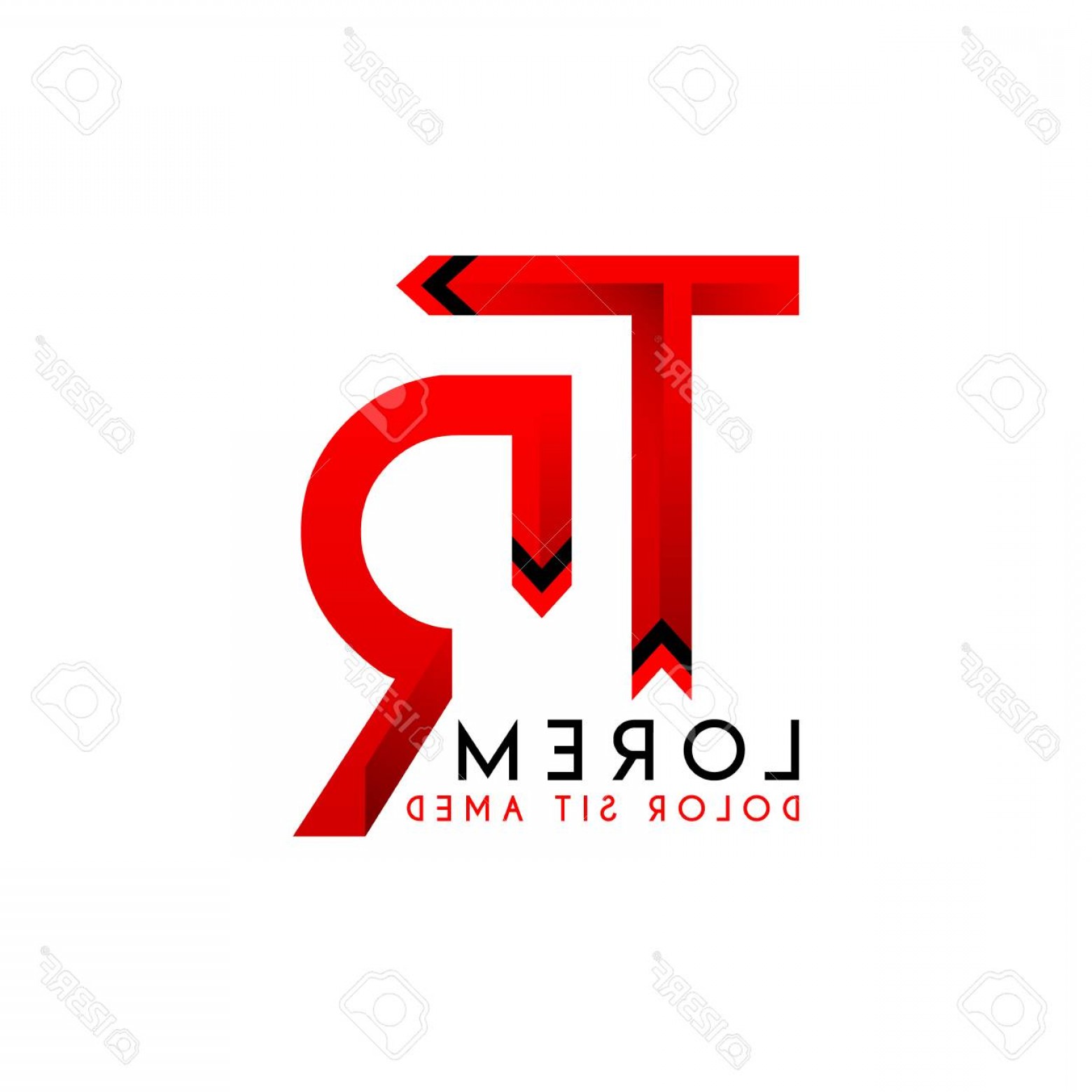 1560x1560 Photostock Vector Initial Logo Tr Uppercase Red Black Ribbon