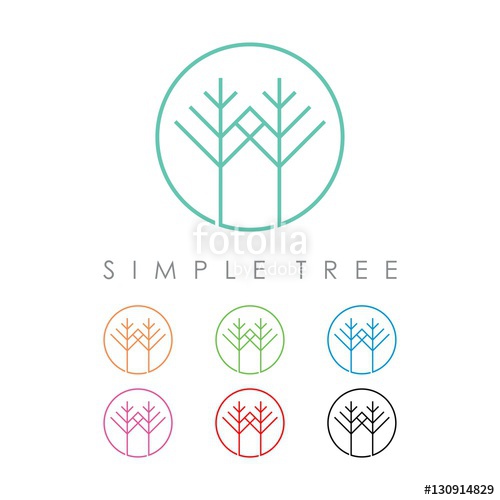 500x500 Simple Logo Of A Tree Circle Outline Design Vector Stock Image