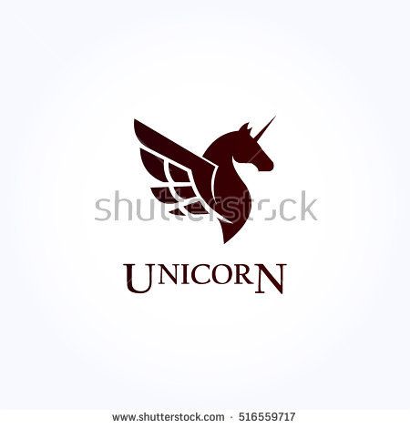 450x470 Simple Dark Brown Black Unicorn Head With Wing Logo Vector