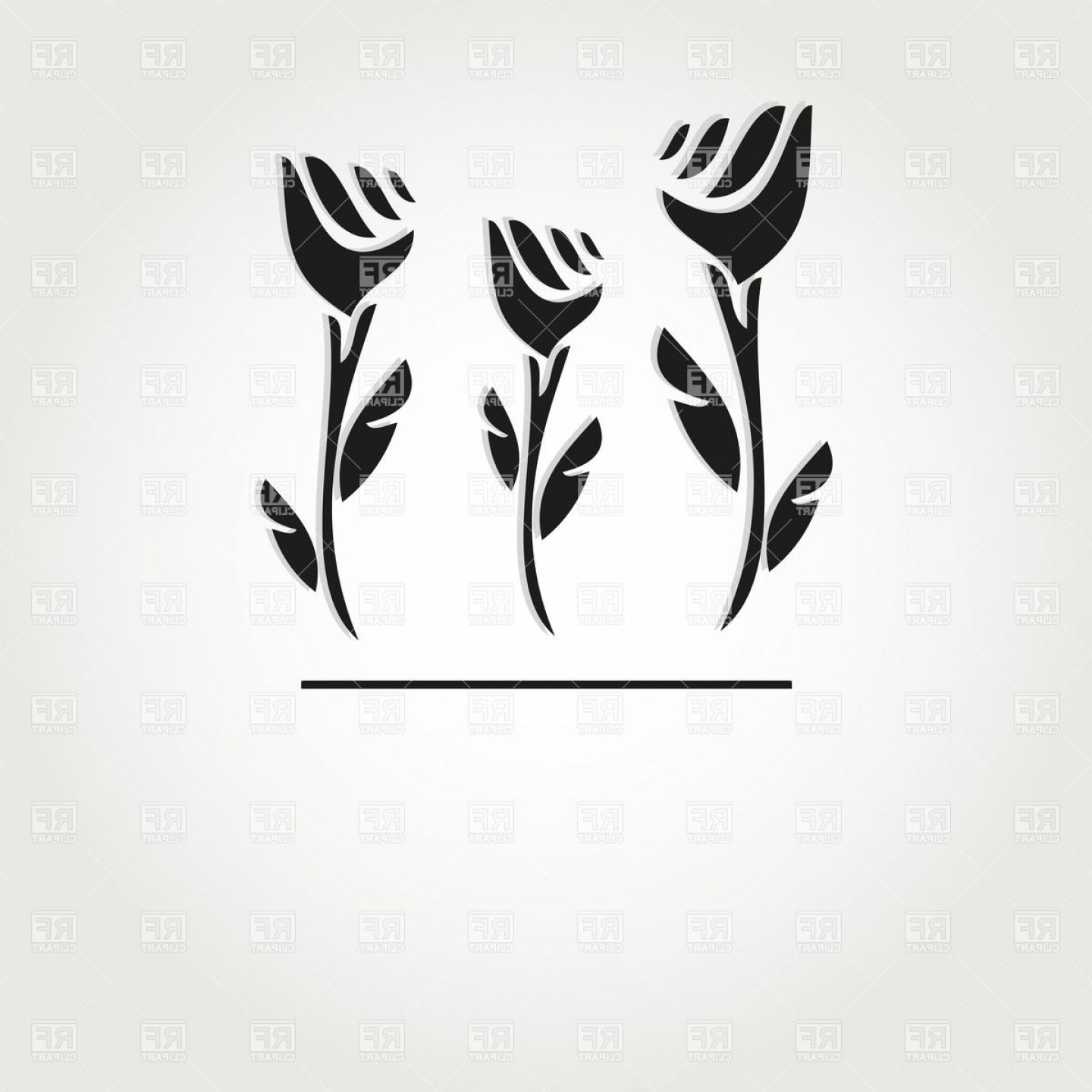 1440x1440 Simple Hand Drawn Flowers Roses Silhouette Vector Clipart Lazttweet