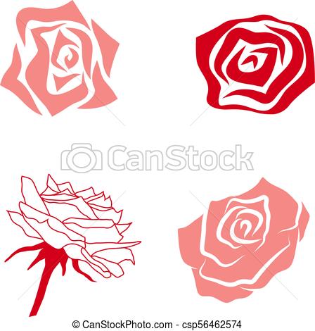 448x470 Simple Rose Set. Illustration Of Simple Rose Collection.