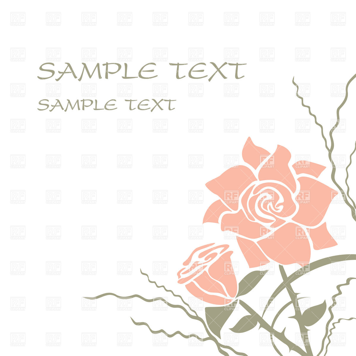 1200x1200 Greeting Card With Simple Symbolic Roses Vector Image Vector
