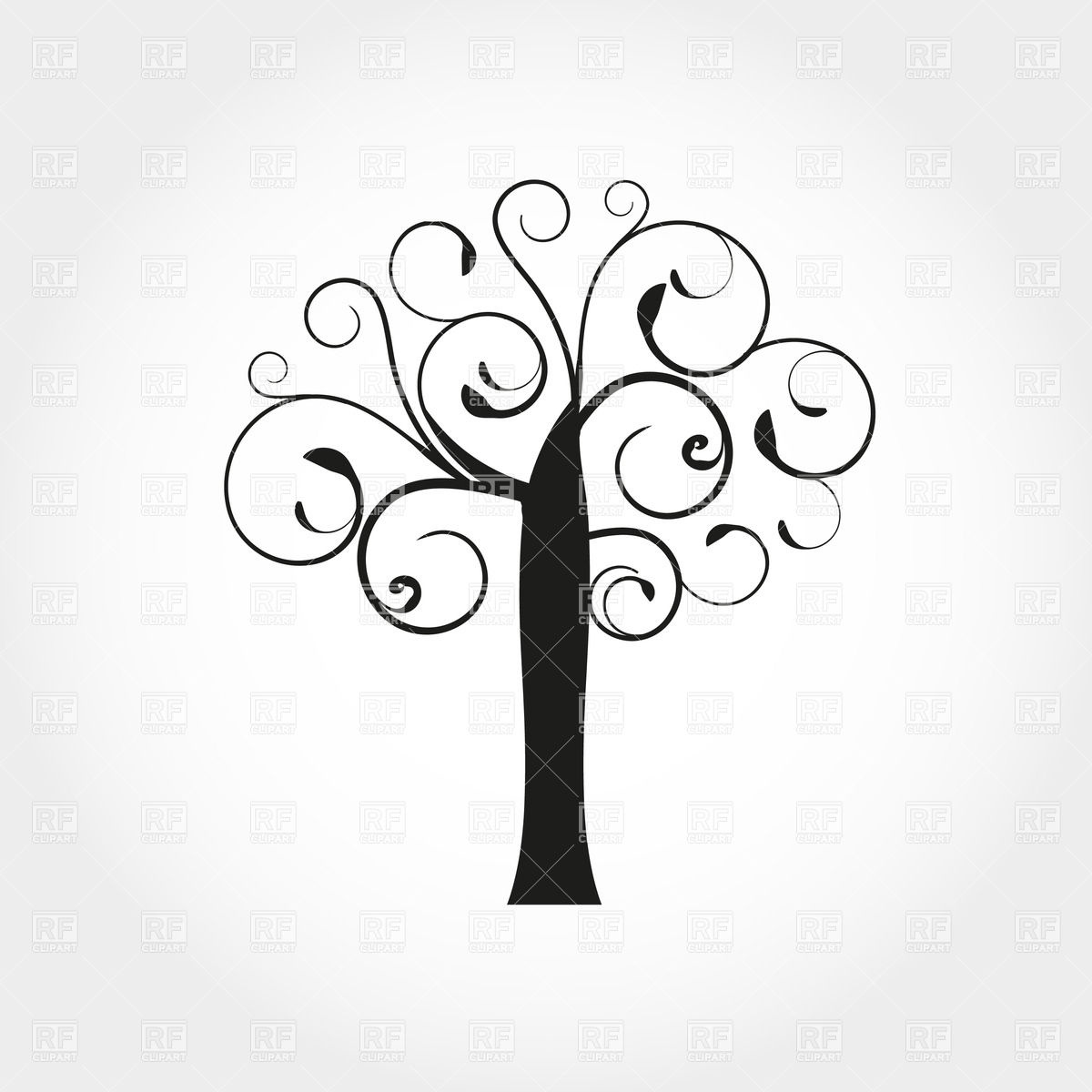1200x1200 Stylized Simple Tree With Curly Top Vector Image Vector Artwork