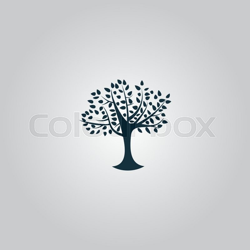 800x800 Decorative Simple Tree. Flat Web Icon Or Sign Isolated On Grey
