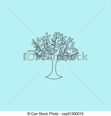 450x470 Decorative Simple Tree. Simple Outline Flat Vector Icon Isolated