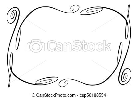 450x319 Flourish Vector Frame. Rectangle With Squiggles, Twirls And