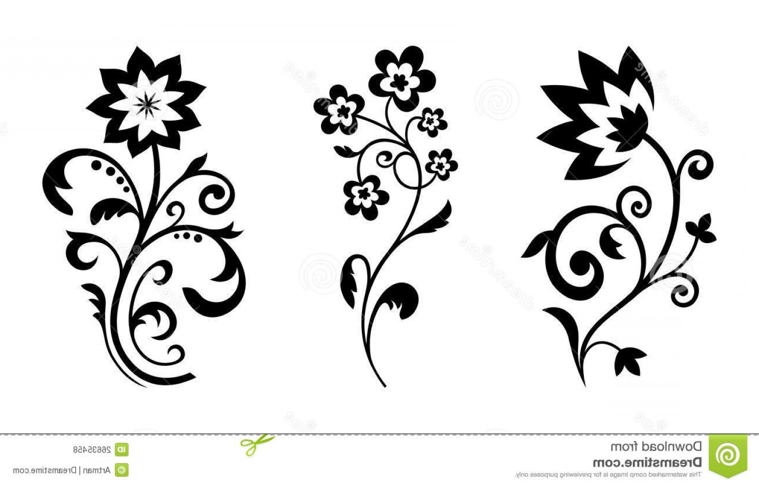 1560x1000 Simple Flower Silhouette Vector