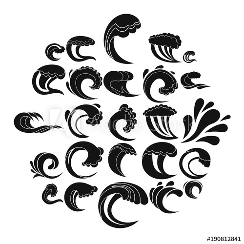 500x500 Water Wave Icons Set. Simple Illustration Of 25 Water Wave Vector