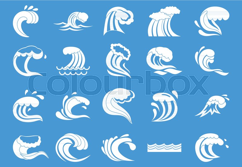 800x554 Wave Icon Set. Simple Set Of Wave Vector Icons For Web Design