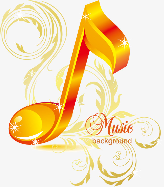 650x742 Gold Pattern Vector Material Single Note Of Music, Gold Vector