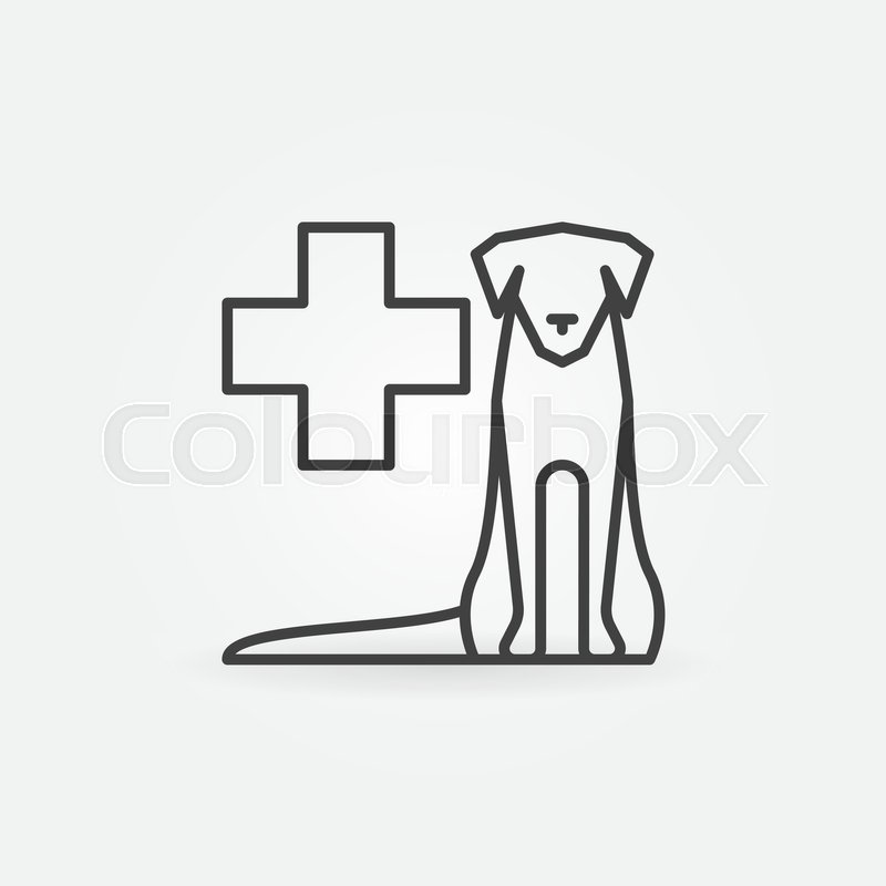 800x800 Sitting Dog With Medical Cross Outline Icon. Vector Veterinary