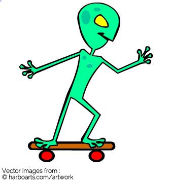 335x355 Download Alien On Skateboard Cartoon