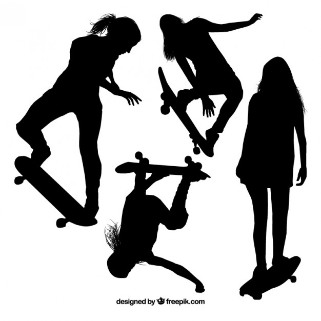 626x626 Skater Girl Silhouettes Vector Free Download