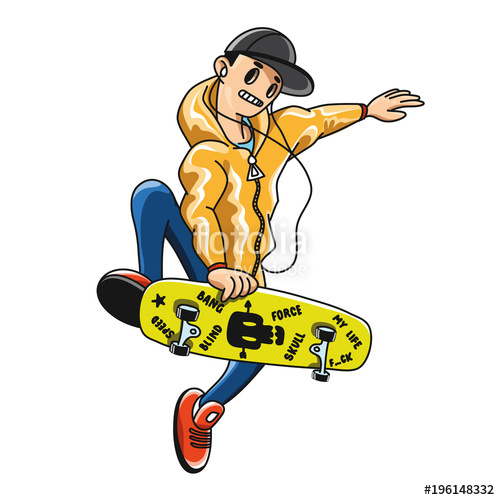 500x500 Skater Vector Design Tshirt Print Isolated Illustration Stock
