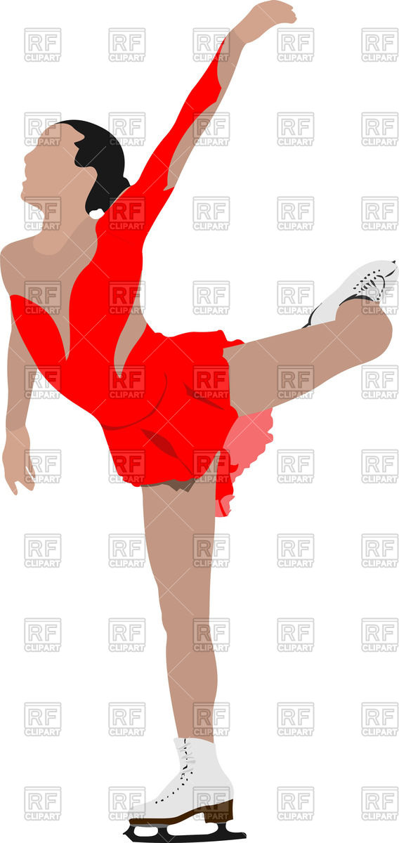 568x1200 Woman Figure Skater Slides On One Leg Vector Image Vector