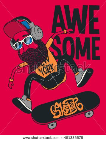 356x470 Hipster, Skater Vector Design Surf Skate Style And Type Inspo