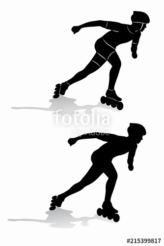 334x500 Silhouette Inline Skater. Vector Draw Stock Image And Royalty