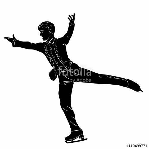 500x500 Silhouette Man Figure Skater, Vector Illustration Stock Image And