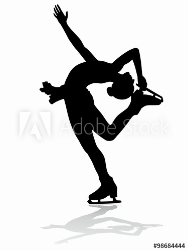 375x500 Silhouette Woman Figure Skater, Vector Illustration