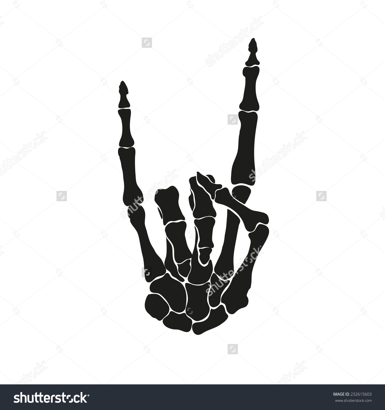 1500x1600 Skeleton Hand Heavy Metal, Vector Illustration Ropa