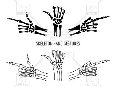 400x300 Skeleton Hands Gestures On White Background Vector Image Vector
