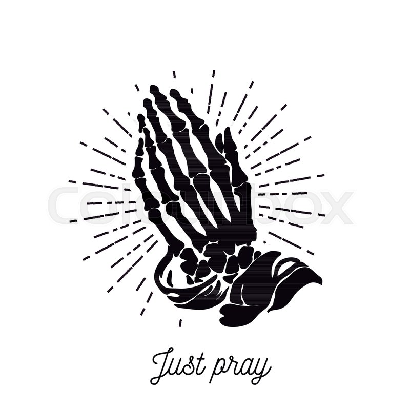 800x800 Vintage Vector Illustration Of Praying Skeleton Hands Stock