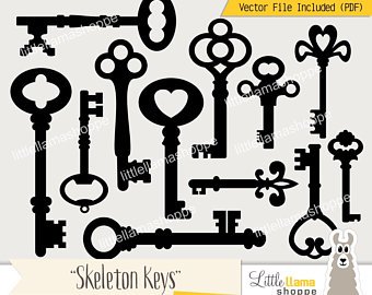 340x270 Vintage Key Clipart Vector Eps Digital Skeleton Keys