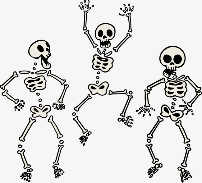 650x589 Vector Painted Three Skeletons Dancing Skeleton, Vector, Hand