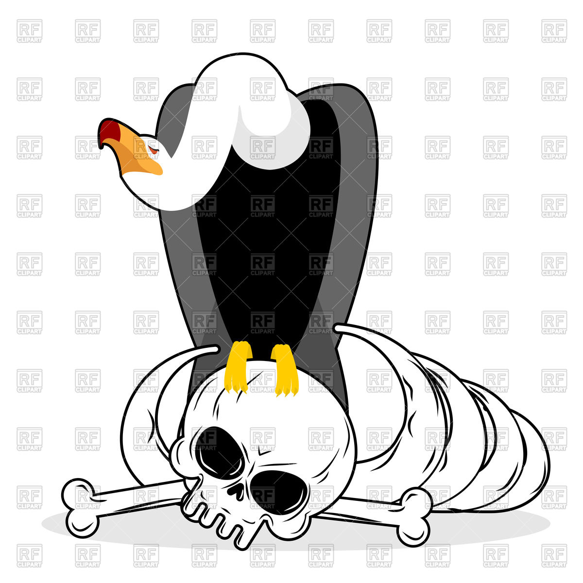 1200x1200 Vulture And Skull. Carrion Bird And Skeleton. Vector Image