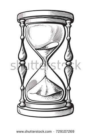 318x470 Hourglass. Black And White Hand Drawn Sketch Vector Illustration