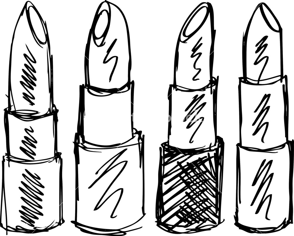 1000x801 Sketch Of Lipsticks Isolated On A White Background. Vector