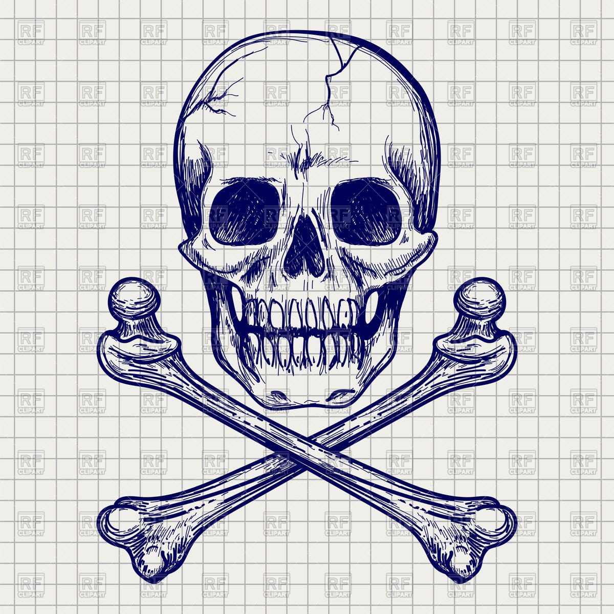 1200x1200 Ball Pen Sketch Of Skull And Cross Of Bones Vector Image Vector